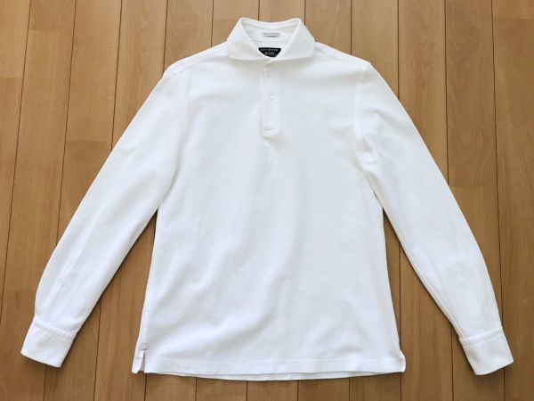 【良品】GUYROVER × Brilla per il gusto★ホリゾンカラー鹿の子ポロシャツ★白★L★イタリア製
