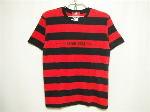 【I307】送料無料★新品未使用★CREAM SODA クリームソーダ 半袖Tシャツ Lサイズ ボーダー ロゴプリント ROCK ロックンロール ロカビリー