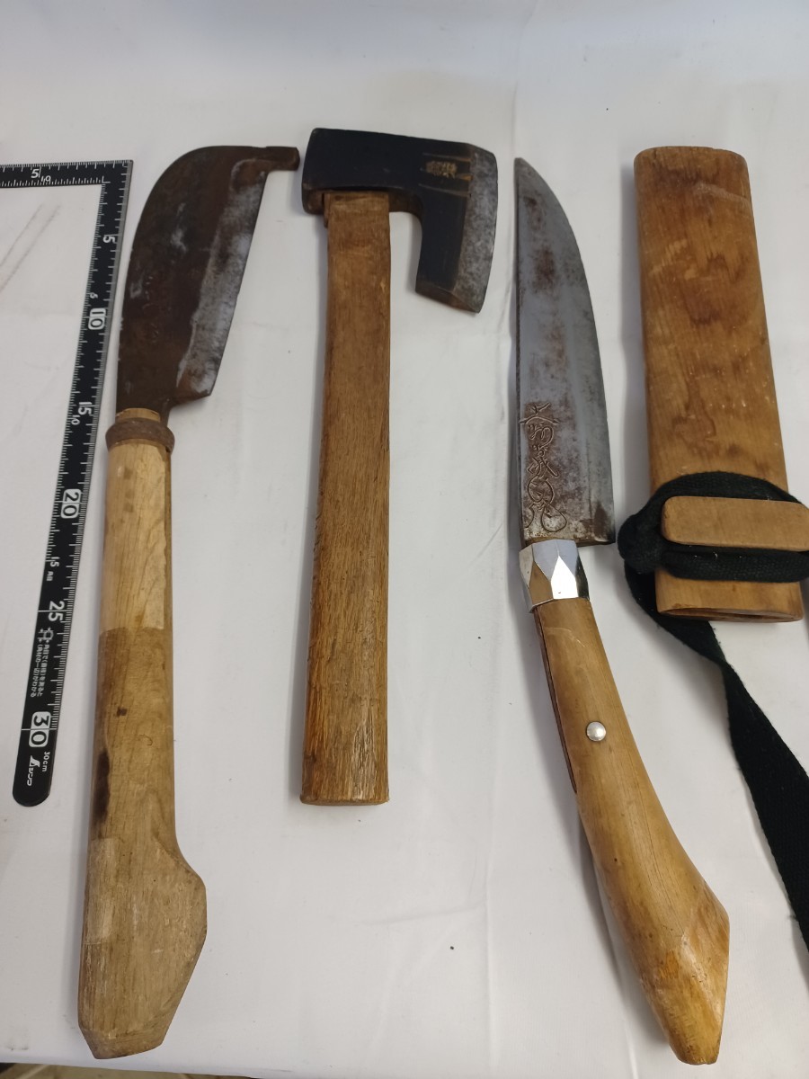 土佐打ち刃物 鉈 なた 腰鉈 斧 剣鉈 山師 大工道具3本まとめて まとめ  