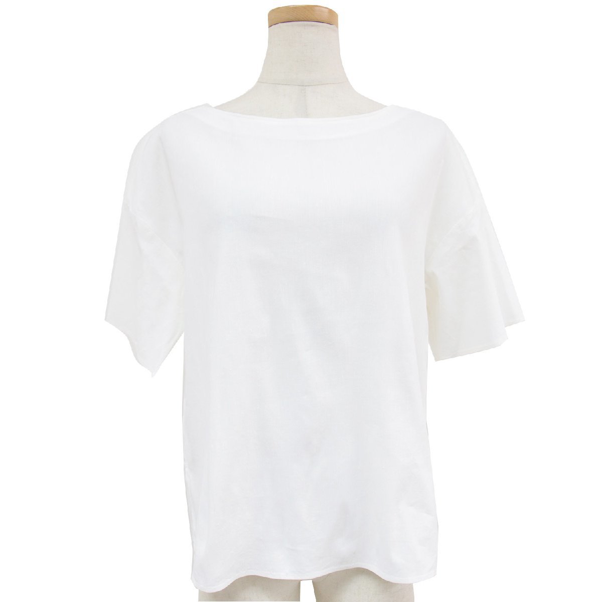 セオリーリュクス シャツ ブラウス プルオーバー トップス カットソー ホワイト 白 38 M 半袖 リネン 麻 きれいめ オフィスカジュアル