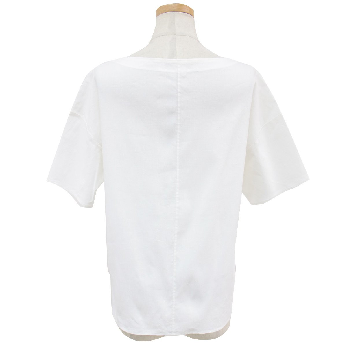 セオリーリュクス シャツ ブラウス プルオーバー トップス カットソー ホワイト 白 38 M 半袖 リネン 麻 きれいめ オフィスカジュアル