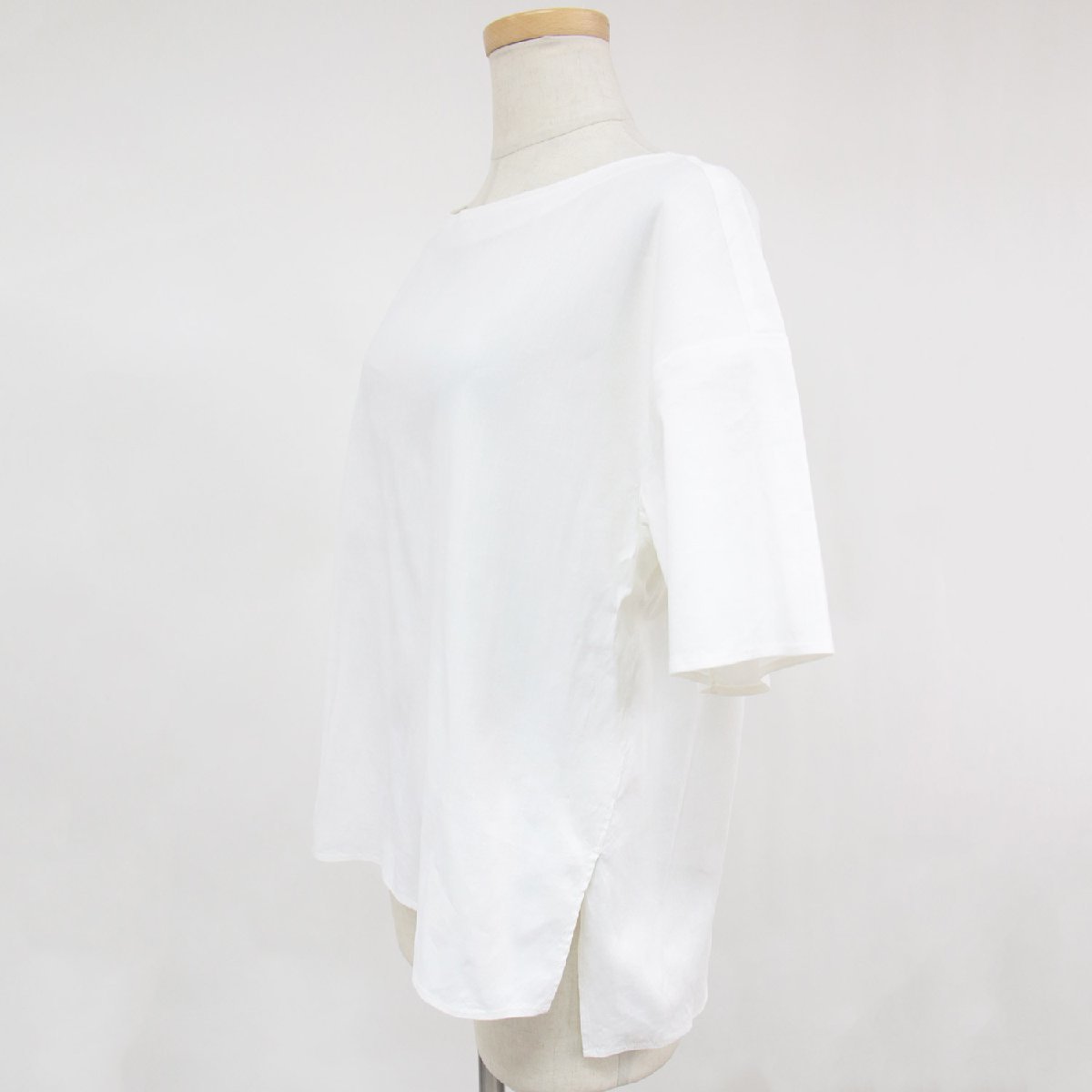 セオリーリュクス シャツ ブラウス プルオーバー トップス カットソー ホワイト 白 38 M 半袖 リネン 麻 きれいめ オフィスカジュアル