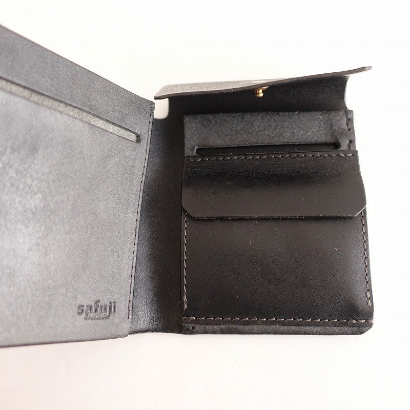 SAFUJI グレー レザー 二つ折り財布 safuji 【公式通販】