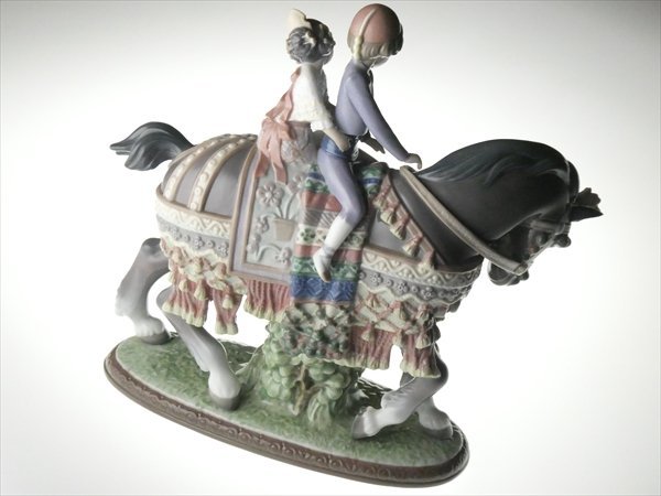 n188 LLADRO リヤドロ 最高級 馬に乗る少年少女 乗馬 ホース 大型 