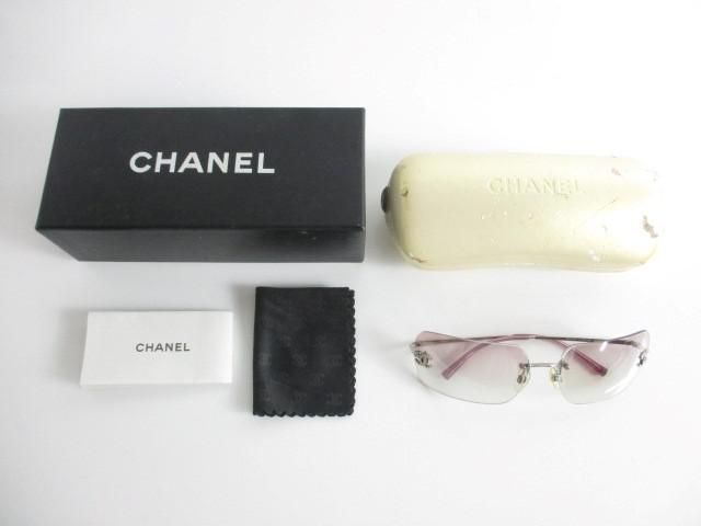 良品✨ケース付きシャネル サングラス カラーレンズ フレームレス 良品