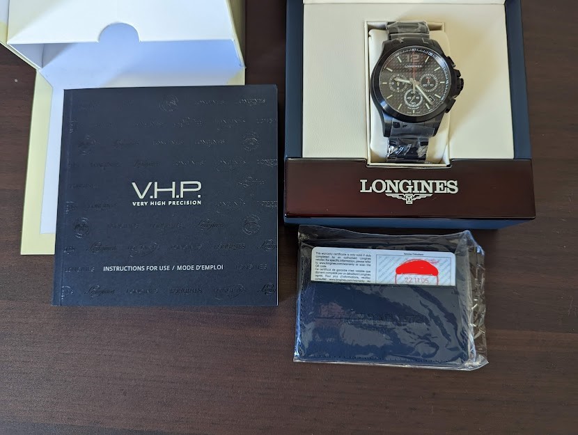 【LONGINES】(ロンジン)値下げ！新品未使用 保証書付き 送料込み Conquest(コンクエスト)V.H.P.クロノグラフ ブラックL3.717.2.66.6_8