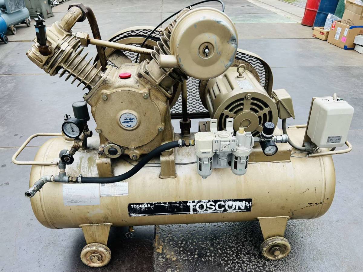 ◆掘り出し物◆ 東芝 エアーコンプレッサー 200V TOSCON SP105-37T6　5馬力 ※動画有り※
