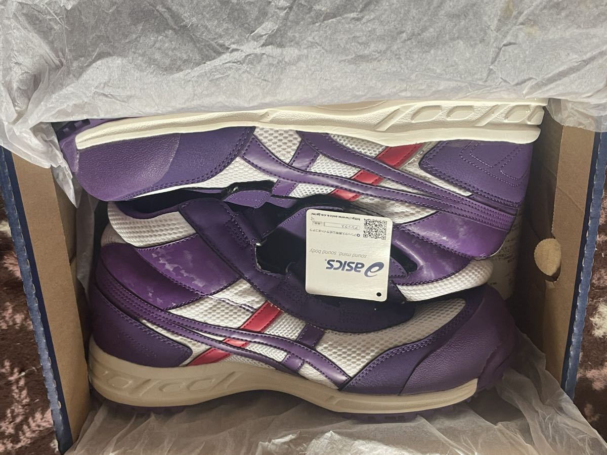 asics アシックス 安全靴 ハイカット ウィンジョブ FIS42S ホワイト×パープル　26.0cm