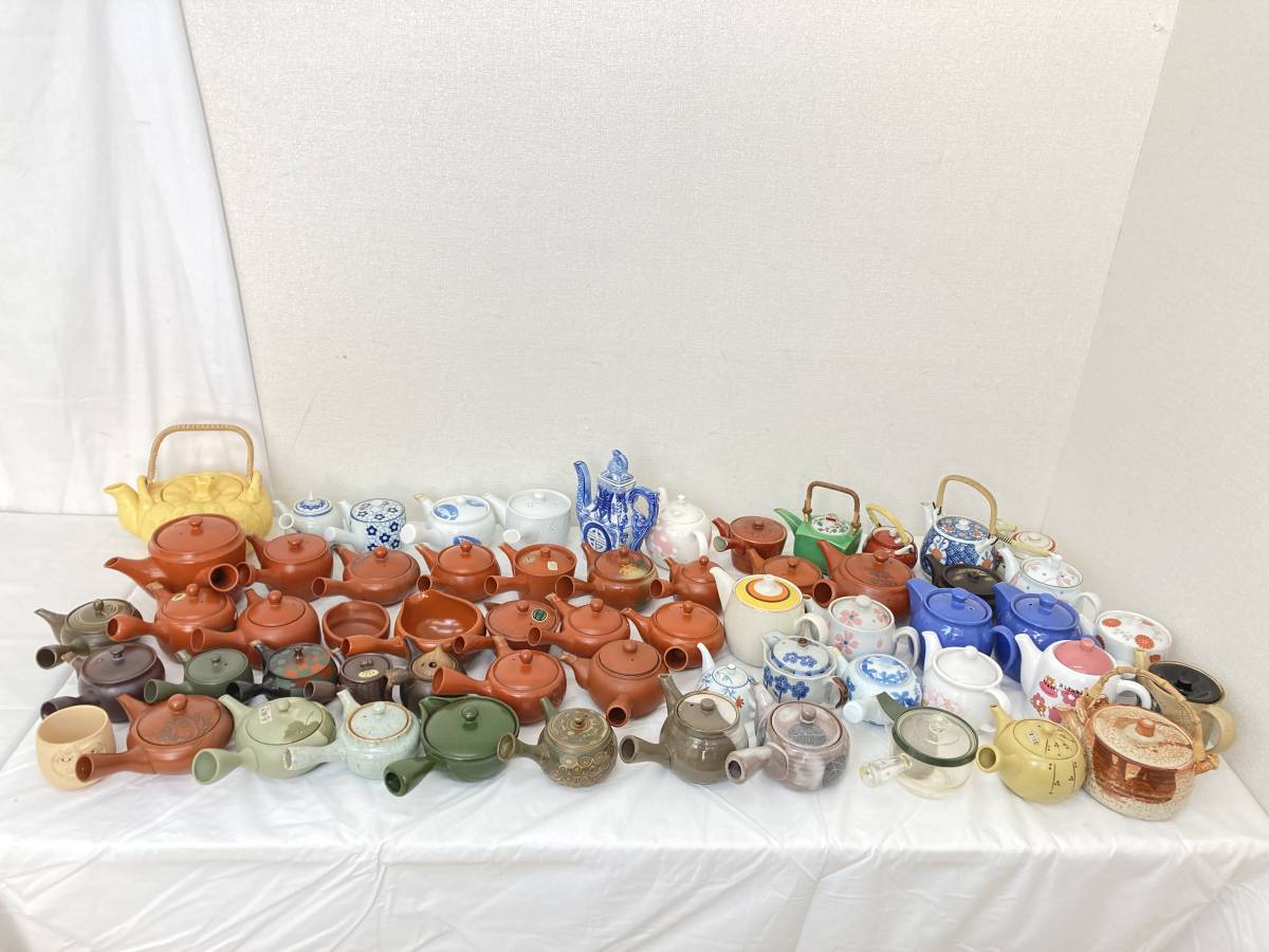 【IE40】(K) 急須 ティーポット 約60点 まとめ売り 在銘:約17点 九谷焼 有田焼 他 陶器 煎茶器 煎茶道具 大量 コレクション 中古現状品