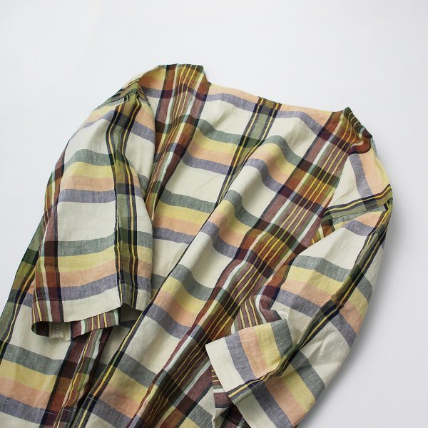 美品 定価3.7万 2020SS 45R フォーティファイブアール リネンのマドラスチェック馬比古ブラウス 0/イエロー系 45rpm【2400013287913】