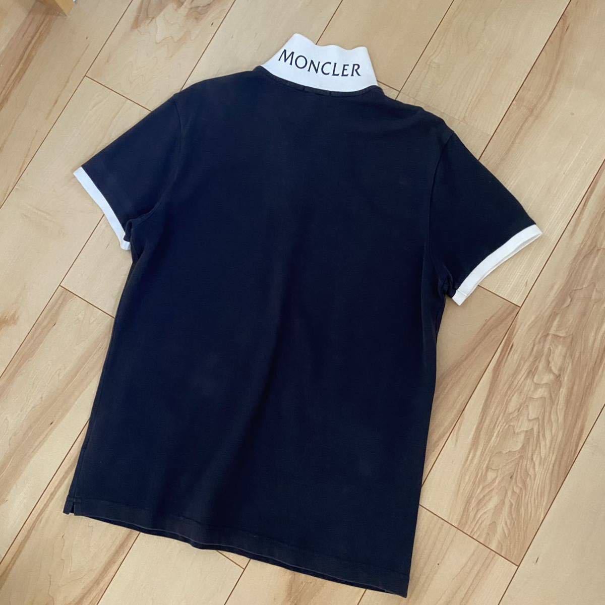 MONCLER モンクレール ダブルロゴ メンズ ポロシャツ ネイビーMサイズ 美品！MONCLER モンクレール ダブルロゴ メンズ ポロシャツ ネイビーM