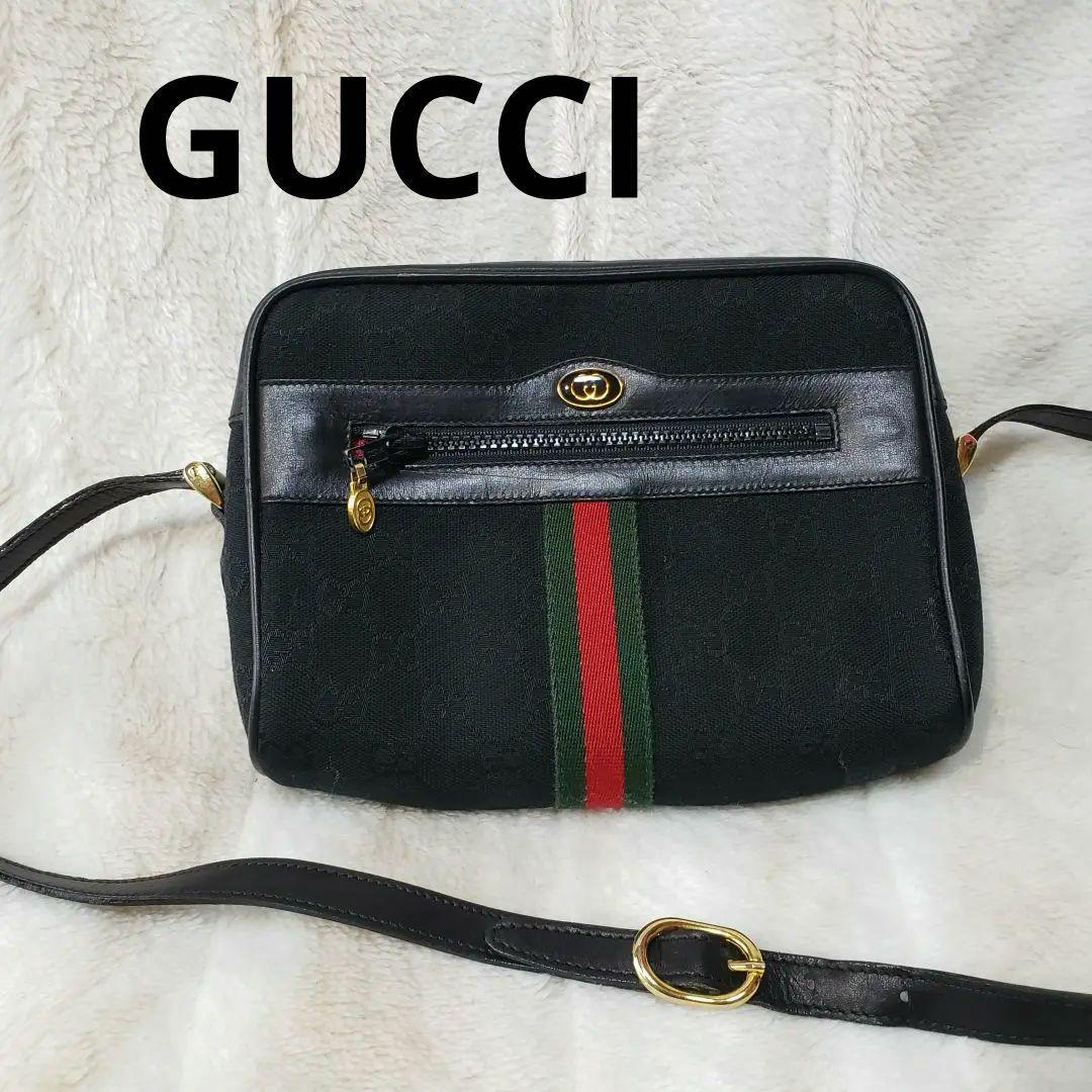 美品【希少】オールドグッチ★GGブラック　ショルダー　送料込み