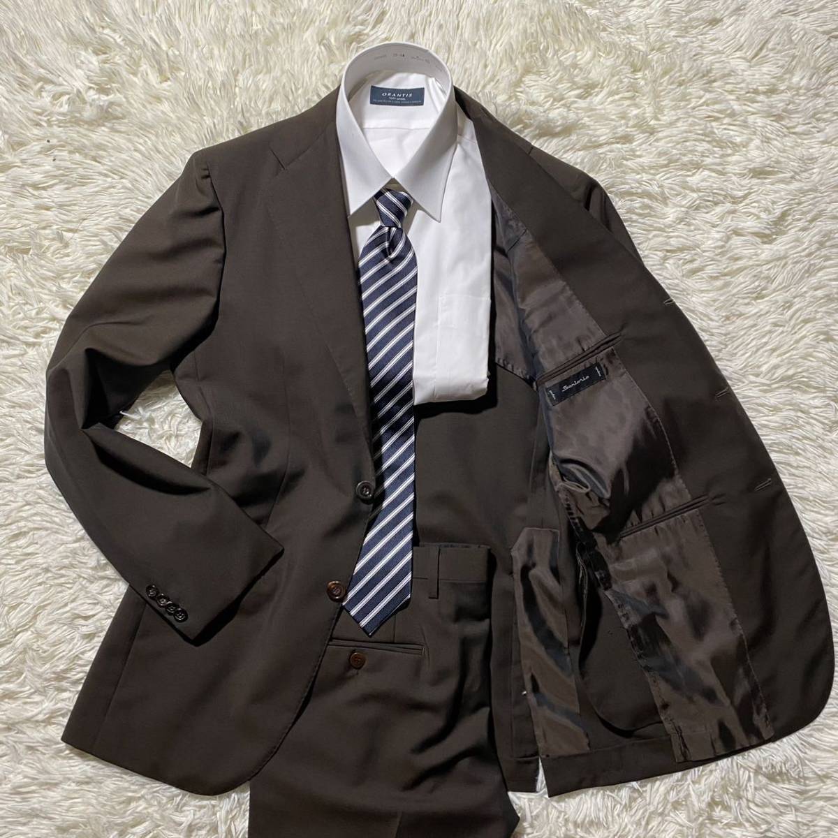 サルトリオ 【最高峰の逸品】 Sartorio スーツ セットアップ 段返りS〜M位 ジャケット ブラウン系 44 イタリア製