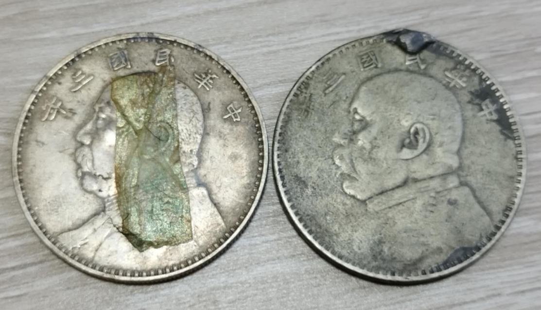☆二枚セット☆ 袁世凱 壹圓銀貨 中華民国三年 　中国貨幣 壹圓 一圓 銀貨 貨幣 古銭~ 同梱OK ~