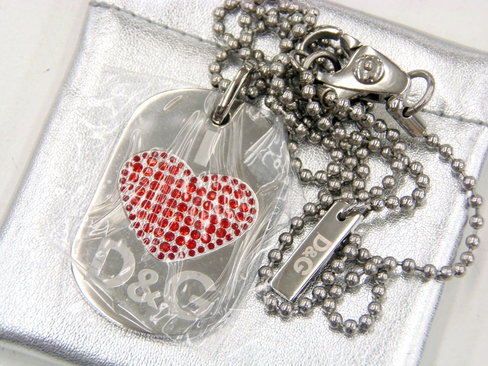 ○ ドルチェ&ガッバーナ JEWELS ネックレス タグプレート ハート DJ0637 D&G 中古品
