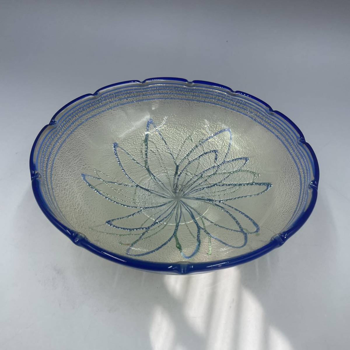 茶道具 上野良樹作 ガラス菓子器 木箱付き 延ばせる 