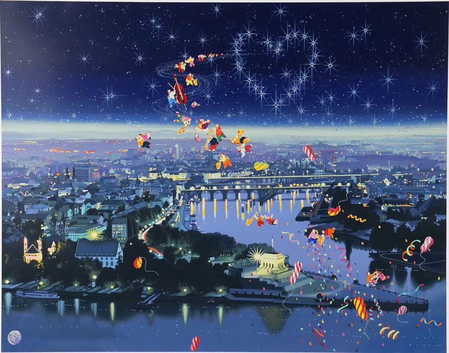 ○人気作家○ヒロ・ヤマガタ○恋する星座○シルクスクリーン○夜空
