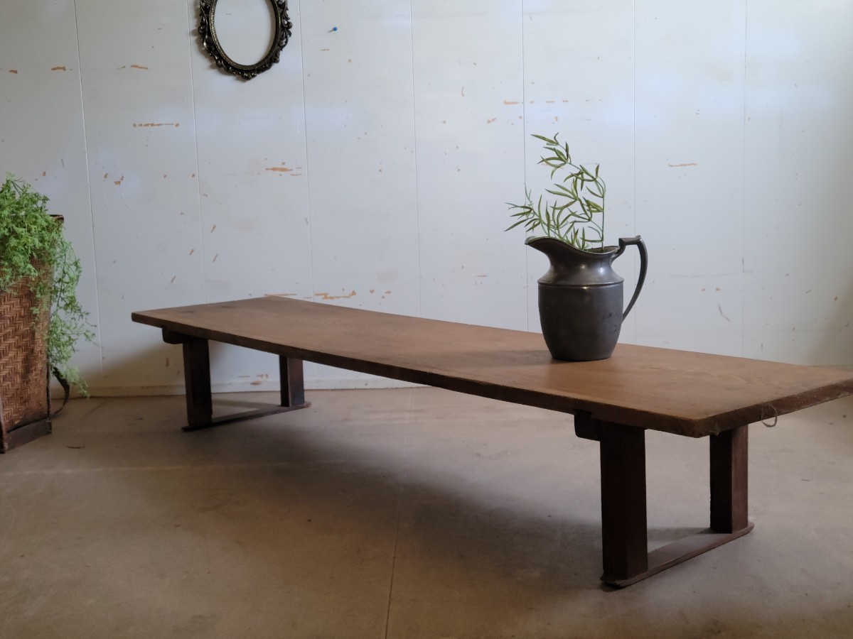 アンティーク テーブル 作業台 裁台 まな板テレビ台 ローテーブル 天板 展示台 長テーブル 什器 カフェ 什器 無垢材 古家具 古道具