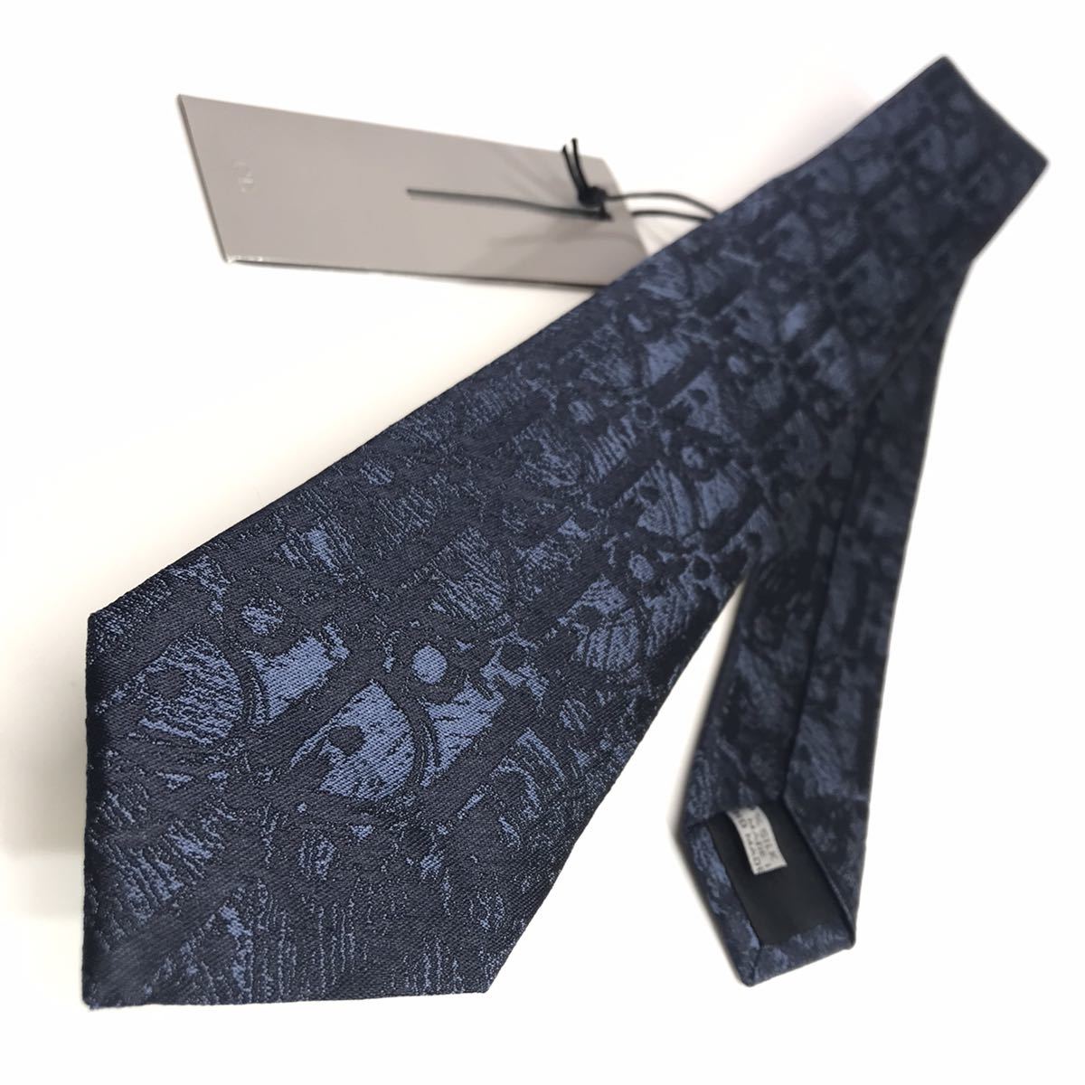 ★未使用★超希少★タグ★Christian Dior クリスチャンディオール オブリーク シャリオット ネクタイ 7CM ブルー 2021SS 18C1047A0464_502