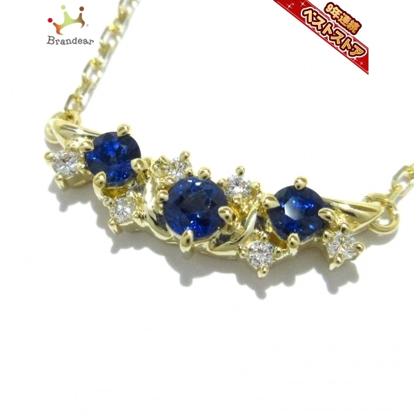 磨き済み■ミキモト mikimoto ネックレス K18YG×ダイヤモンド×サファイア ブルー D0.08/0.47 新品同様 アクセサリー（首）