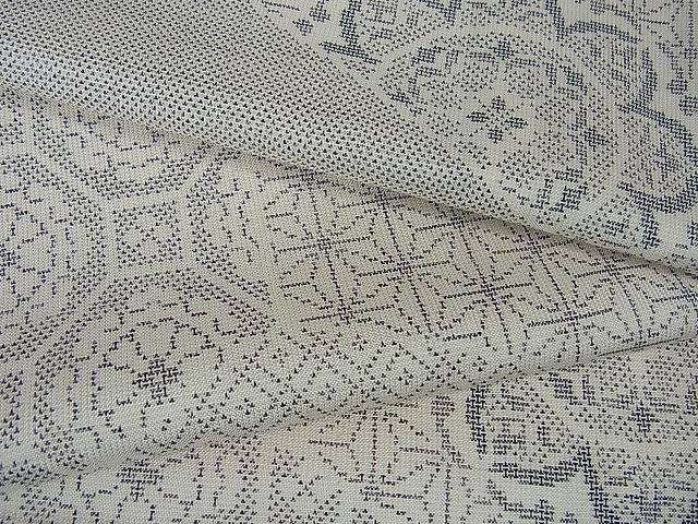 花美人■本場大島紬　単衣　白大島　9マルキ　白泥　正倉院切嵌花文　逸品　未使用　eee2458