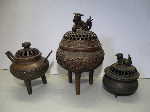 中国美術　清時代　古美術　骨董品　古道具 香炉 3点 まとめて / 仏教美術 骨董品 古道具 中国古玩 美術品 【公式