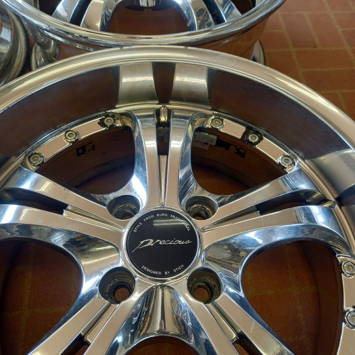 深リム STICH Precious 16インチ 7J+38 4H-100 中古 メッキ STICH