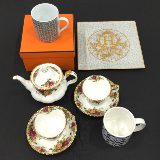 エルメス モザイク マグカップ プレート 他 ロイヤルアルバート コーチ 含 ティーポット 等 ブランド食器 セット