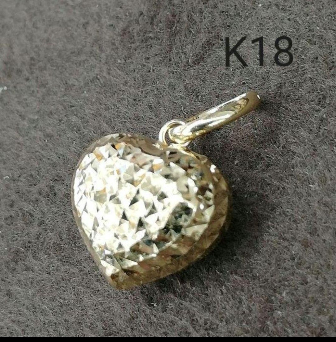 本物】K18 18金 18k YG ハートペンダントトップ Mサイズ《テクスチャー