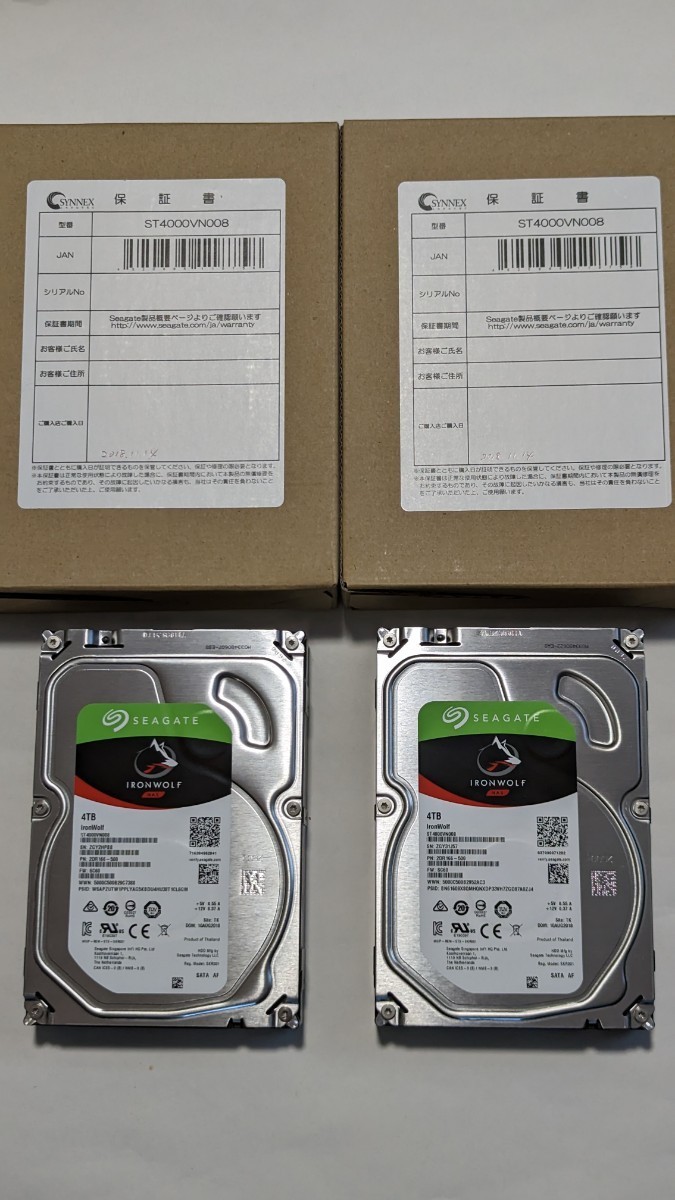 定番人気，大得価 Seagate HDD ST4000VN008 4TB 2つ 合計8TB(2TB～)｜売買されたオークション情報、yahooの商品情報をアーカイブ公開 - オークファン 3.5 SerialATA