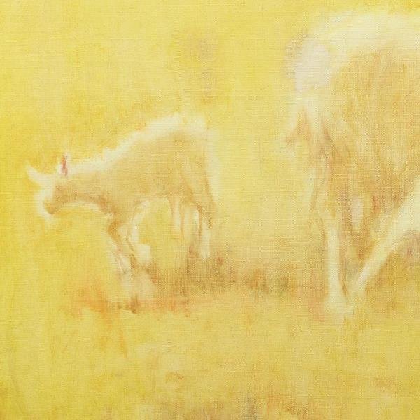 真作】【WISH】奈良岡正夫 油彩 10号 ◇山羊の親子 〇物故巨匠 日展