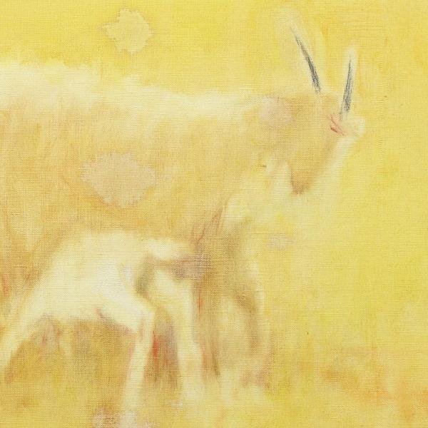 真作】【WISH】奈良岡正夫 油彩 10号 ◇山羊の親子 〇物故巨匠 日展