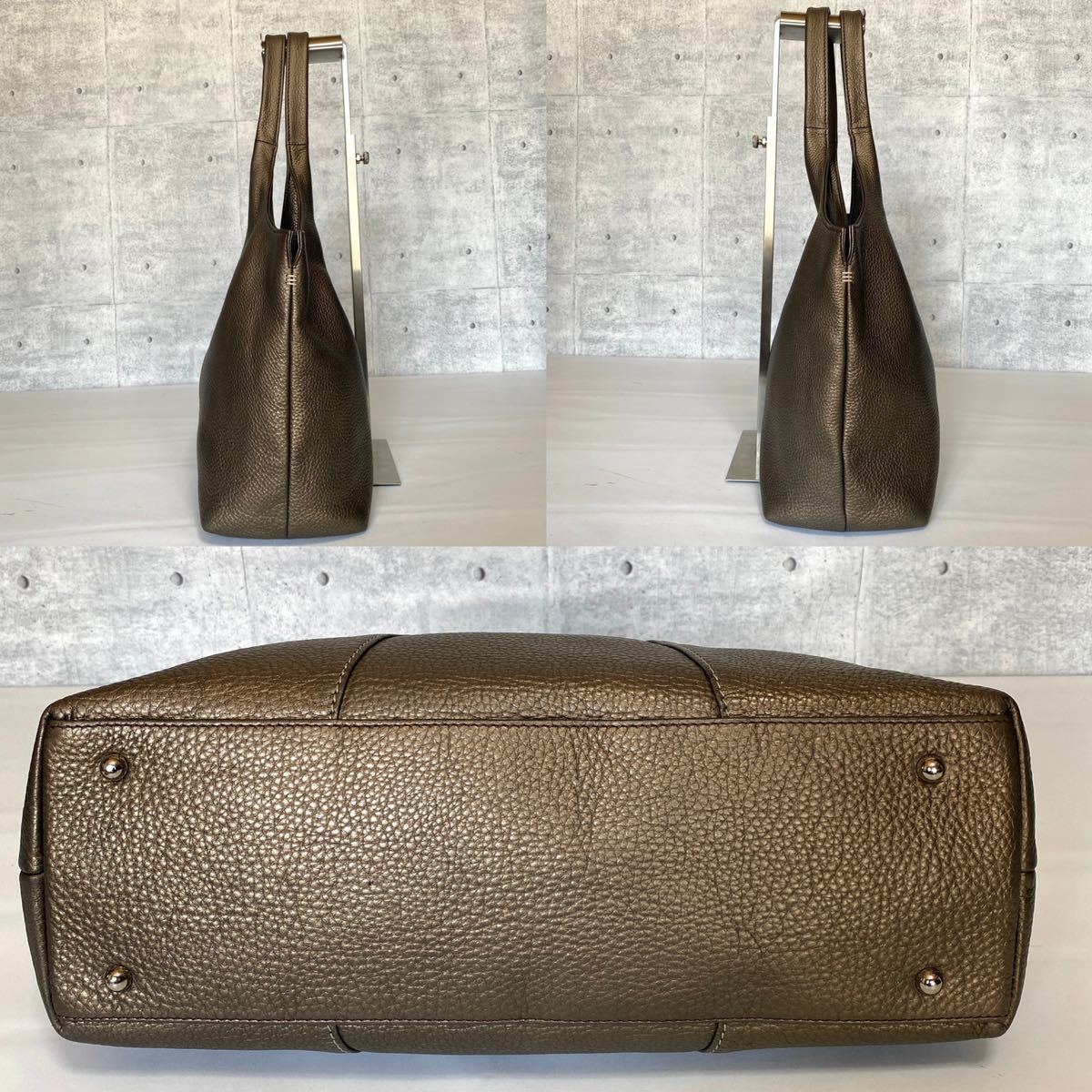 美品 WAKO ワコウ 現行品 銀座 和光 シボ革 肩掛け シボ革 ブロンズ