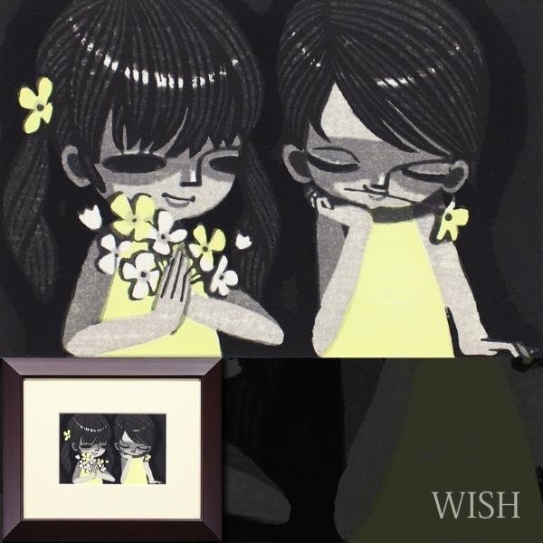 【真作】【WISH】池田修三「献花」木版画 ◆少女 　　〇人気木版画家 秋田県ゆかりの画家 子供たちを描く #23032252