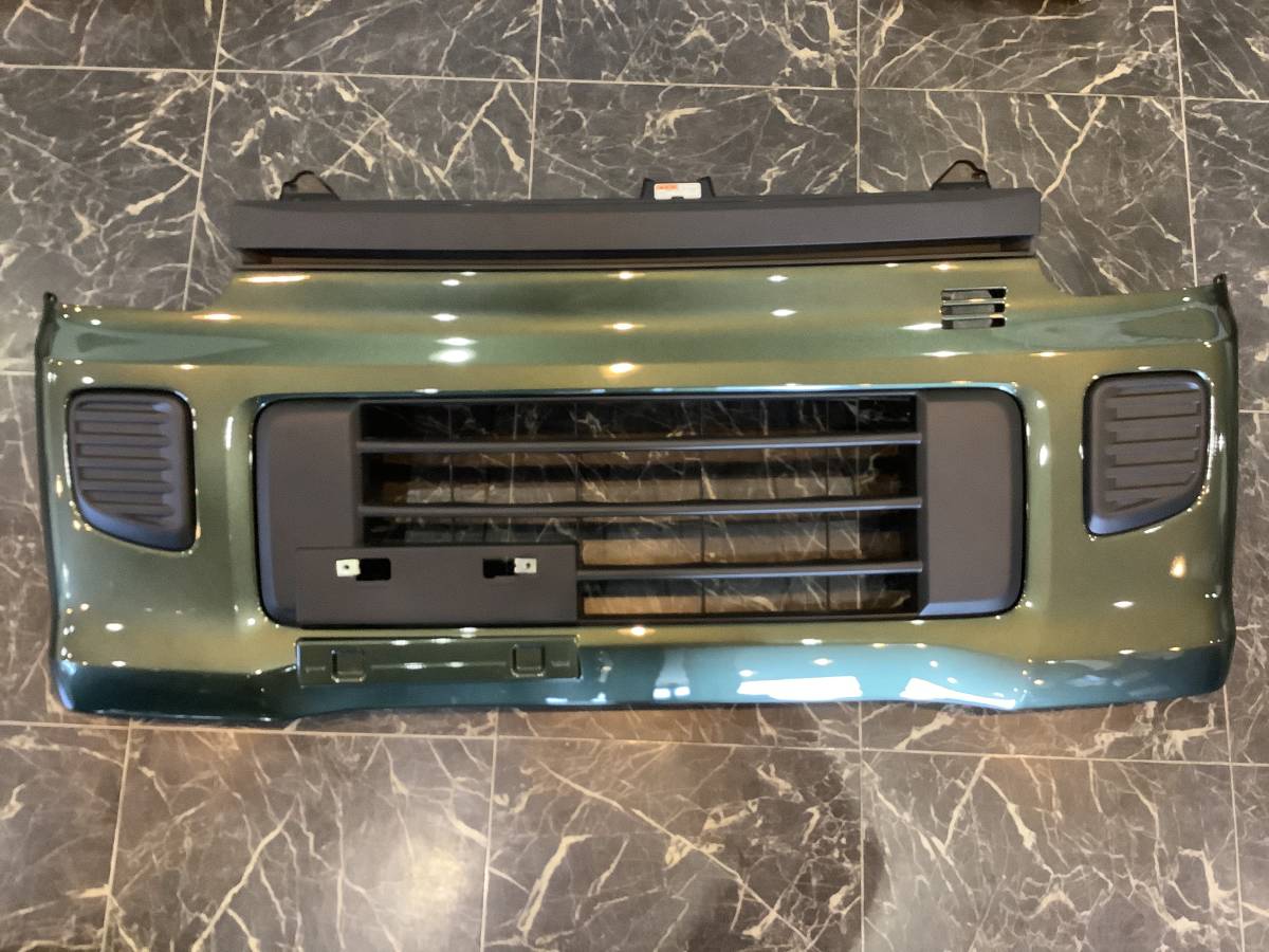 【新車外し】【美品】 DA17W エブリィワゴン 純正フロントバンパー クールカーキパールメタリック 緑 色番ZVD