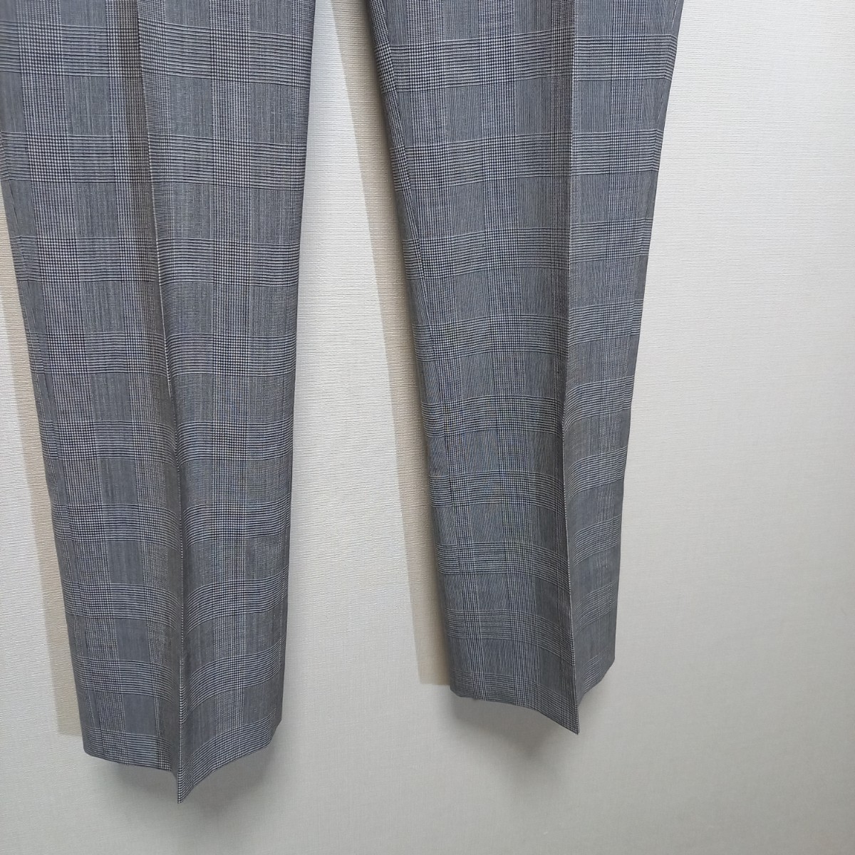 新品《サマーウール / トロピカルウール》Jプレス 夏仕様 1プリーツ グレンチェック スラックス W82 トラウザーズ スーツ パンツ アイビー