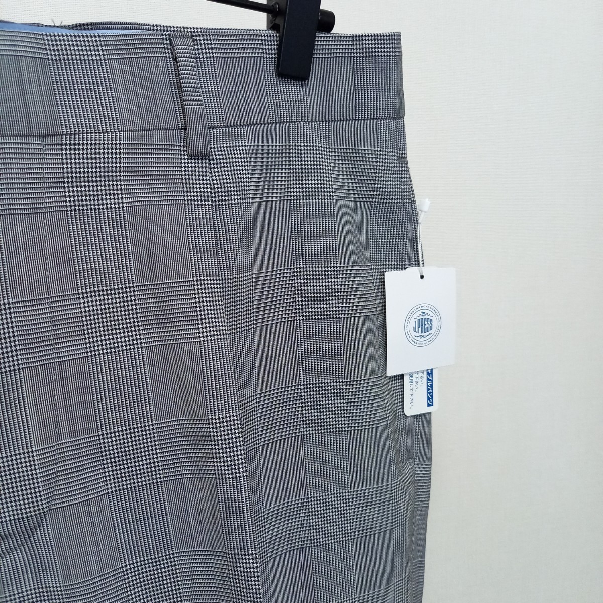 新品《サマーウール / トロピカルウール》Jプレス 夏仕様 1プリーツ グレンチェック スラックス W82 トラウザーズ スーツ パンツ アイビー