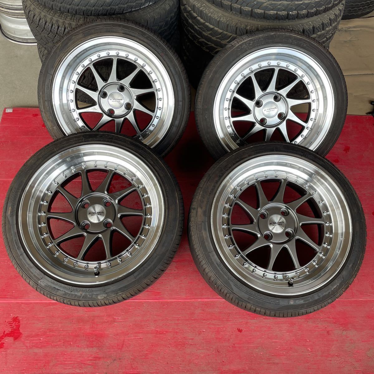深リム KYOWA RACING 16×8JJ+25 PCD100-4穴 ハブ約73mm 195/45R16 84V 