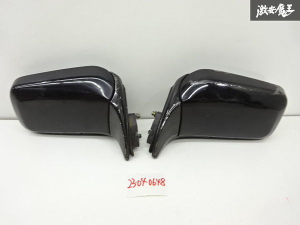 トヨタ 純正 AE86 レビン トレノ 塗装品 ドアミラー サイドミラー 左右 手動格納 黒系 クリア塗装 TOYOTA TR8317 割れ無し 即納 棚13-2