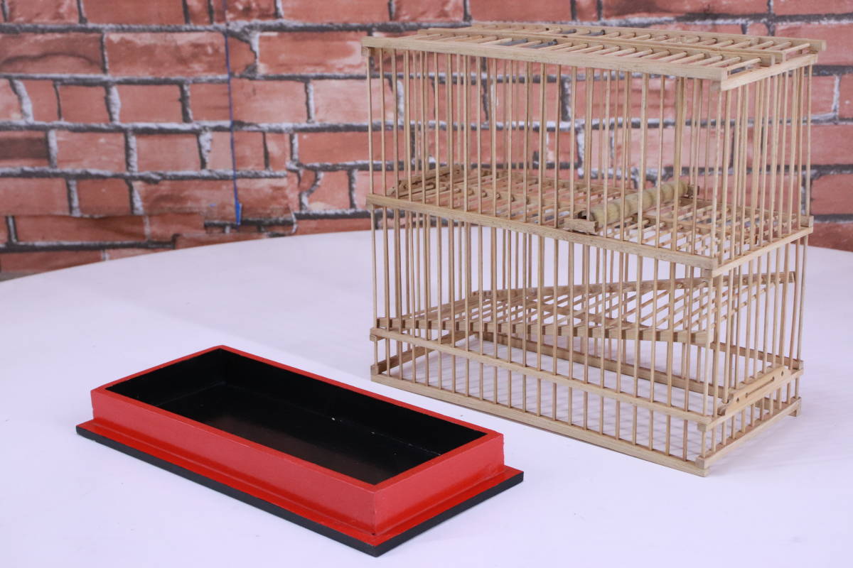 レトロ! 未使用 竹/木製 鳥かご 鳥籠 鳥篭 ゲージ アンティーク品 2段
