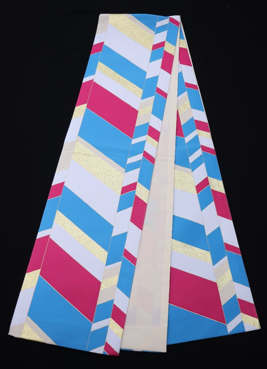 cherry★x1725hl★振袖の帯特集★袋帯振袖コレクション★振袖用袋帯★着用可★袋帯★白x水色系★振袖 卒業式 結婚式 前撮り 【中古】