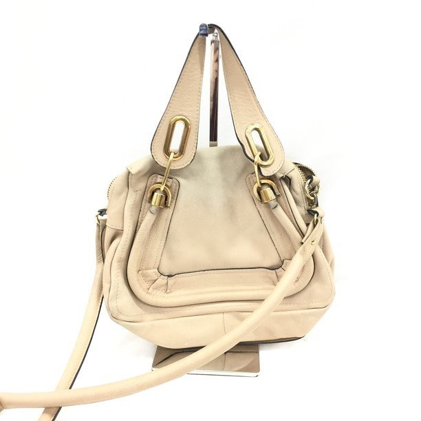 BDBA2092】Chloe クロエ パラティ レザー 2WAY ハンドバッグ ベージュ 