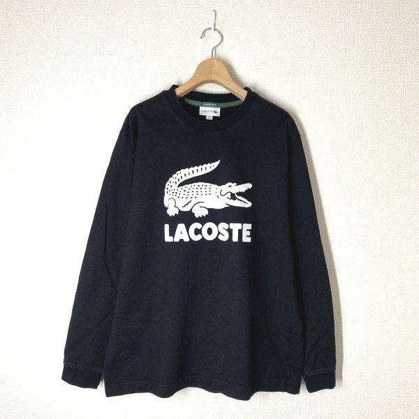 メンズ M】BEAMS別注 LACOSTE ラコステ 長袖ロゴTシャツ 4 ブラック 黒