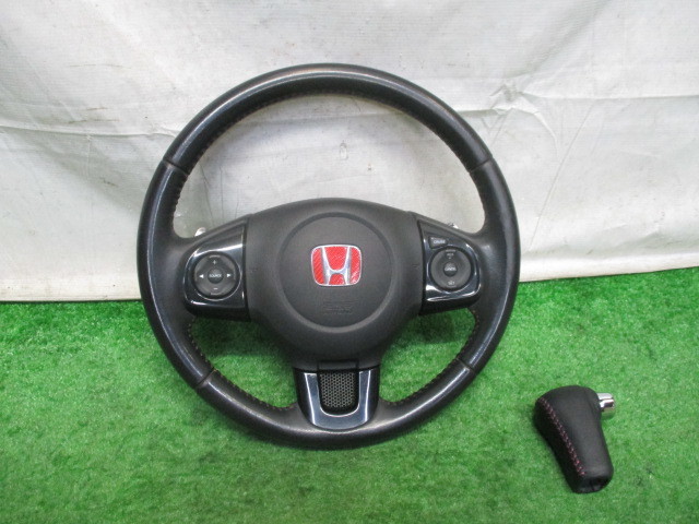 N-ONE JG1 純正 赤ステッチ レザーハンドル シフトノブ ホーンパッド クルコン/パドルシフト 付