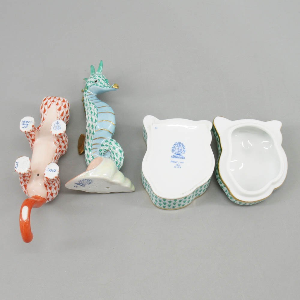 1円～ HEREND ヘレンド フクロウ タツノオトシゴ トラ フィギュリン  