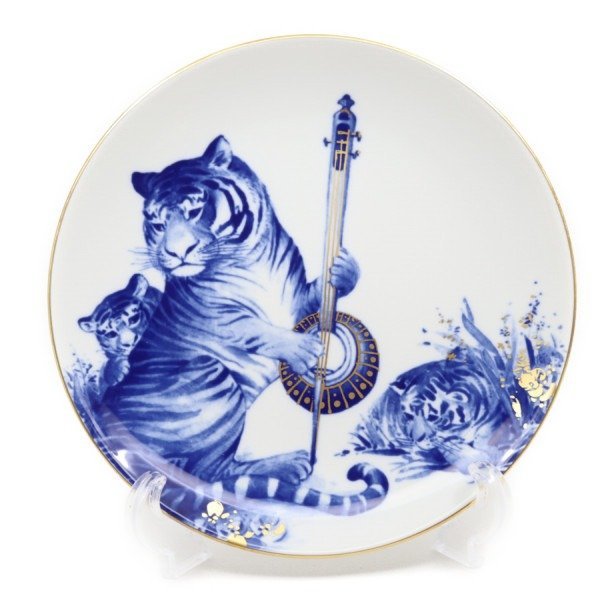 美品】MEISSEN マイセン 干支 イヤープレート 2010年 森の中の虎の親子