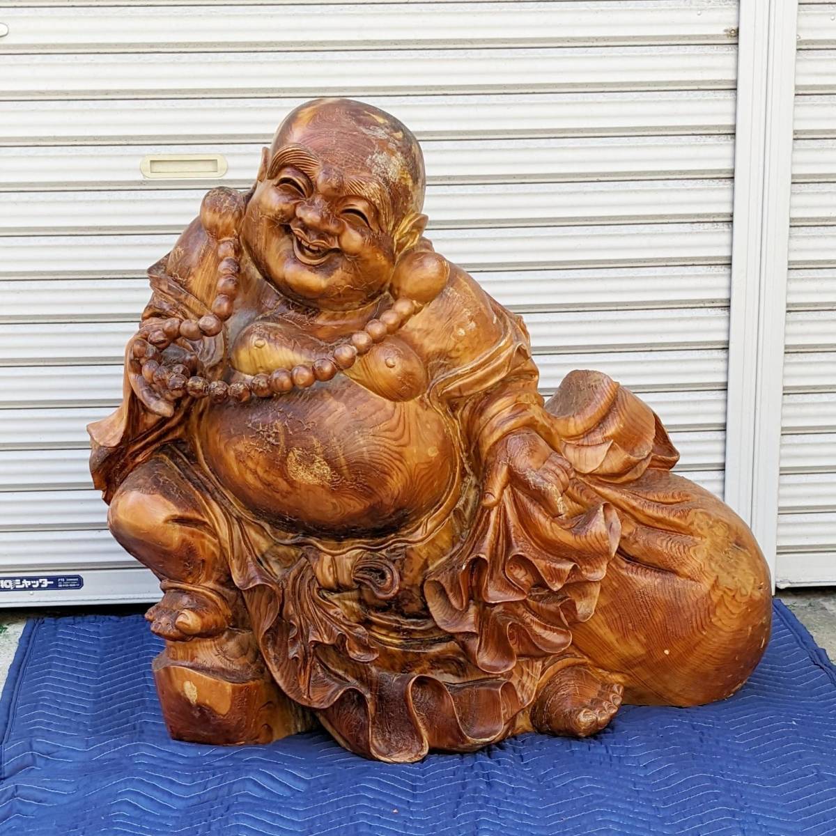 引き渡し限定：大阪市中央区】七福神 木彫り布袋様 置物 インテリア 