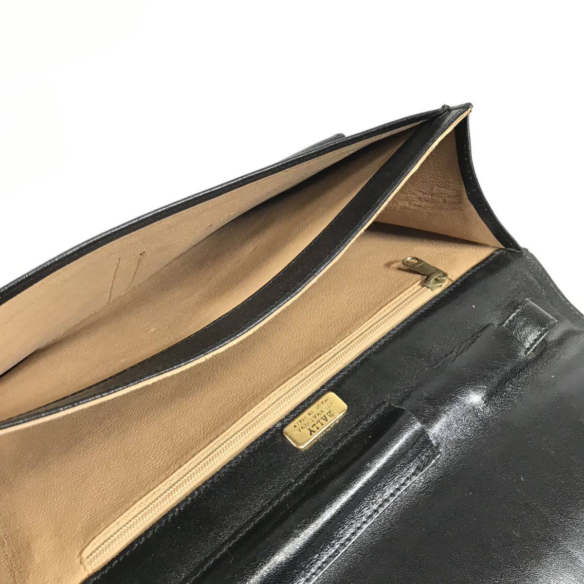 バリー】本物 BALLY セカンドバッグ 黒色系 クラッチバッグ トラベル 