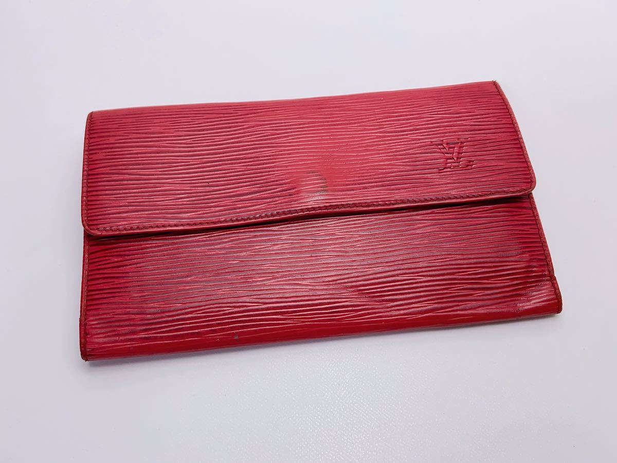 D887 LOUIS VUITTON ルイヴィトン エピ 三つ折り 長財布 レッド