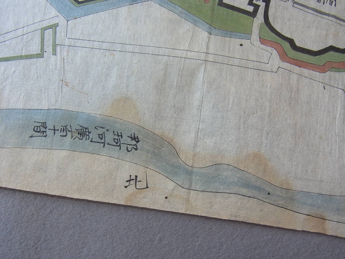 肉筆/城平面地図1枚【常州/水戸城】常陸国/彩色/配置図/江戸明治期か
